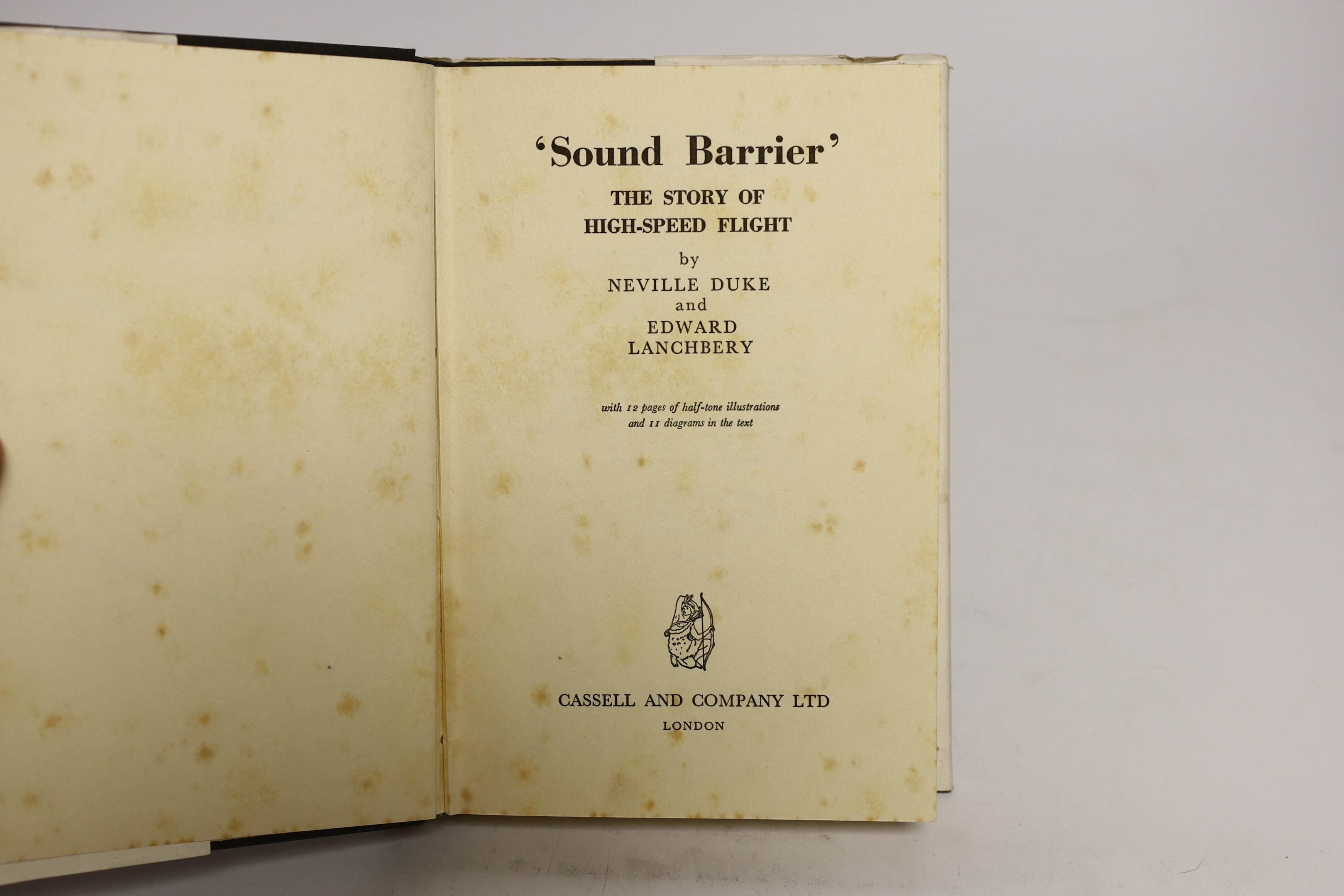 Sound Barrier, hardback book, signed by test pilot Neville Duke and author Edward Lanchberry, Cassell and Company, London